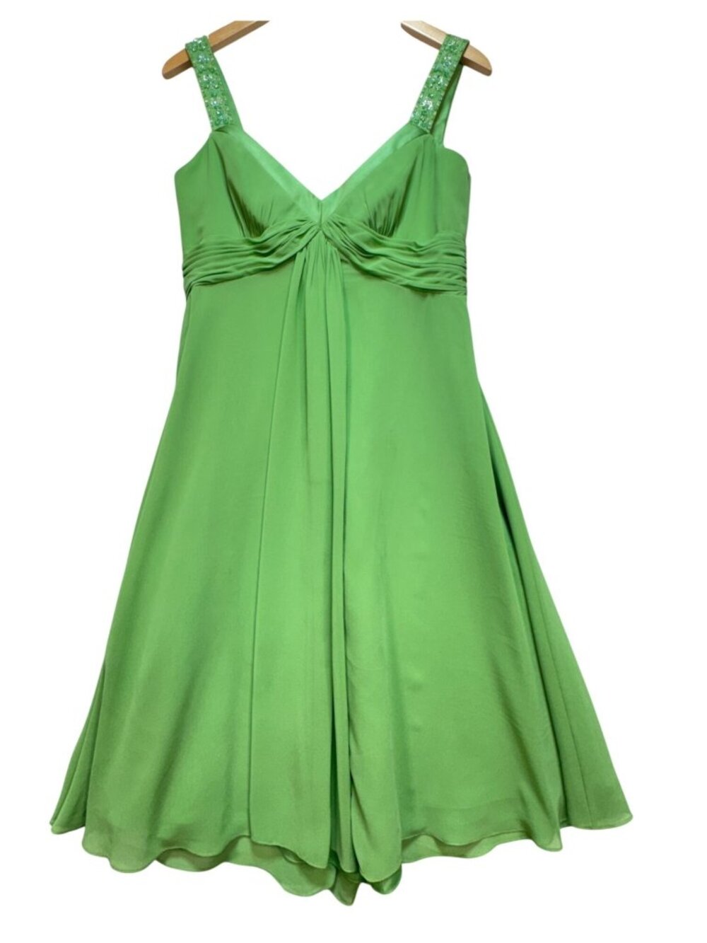 Davids Bridal Beaded A-Line Cocktail Bridesmaid Dress Size 10 Green Formal Party